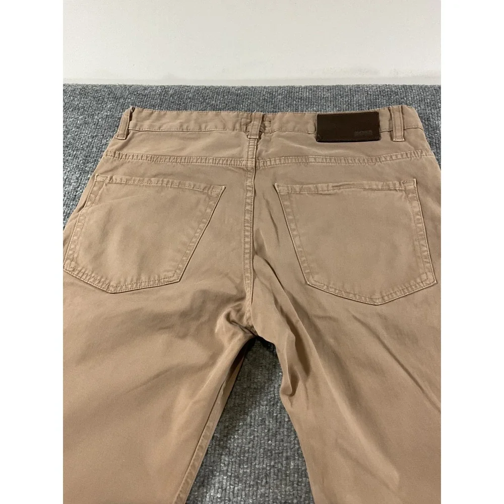 Hugo Boss Pants Mens 31x34 Stretch Chino Brown Tan Slim Casual Designer